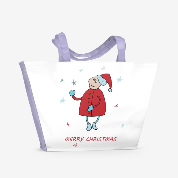Пляжная сумка «Дед мороз поздравляет с новым годом»