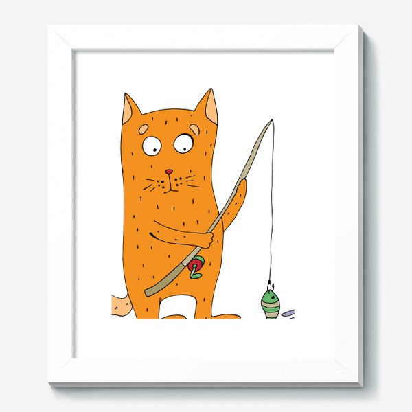 Картина «Рыжий кот рыбачит»