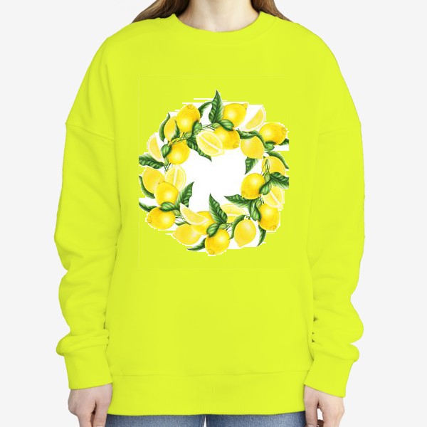Свитшот «Венок из лимонов и листьев»