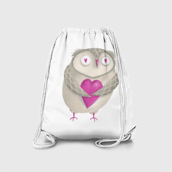Рюкзак «Сова с сердцем, подарок на день святого Валентина, 14 февраля, сердечки, любовь. Любителю Гарри Поттер, птица»
