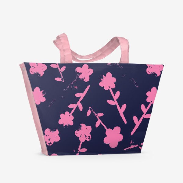 Пляжная сумка «Розовые цветы гранж»