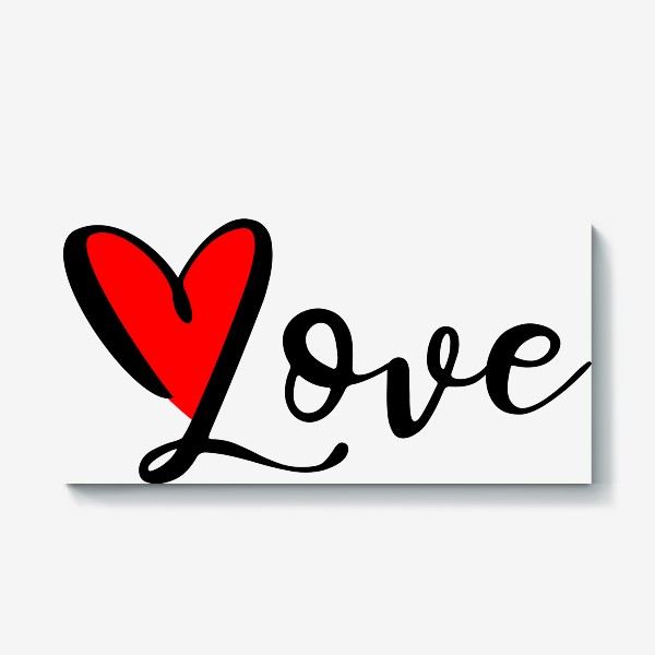 Холст «красивая надпись Love. Красное сердце»