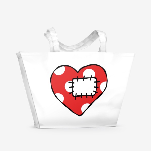 Пляжная сумка «Красное сердце с заплаткой»