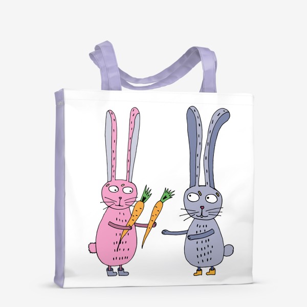 Сумка-шоппер «Влюбленный зайчик дарит зайчику морковку»