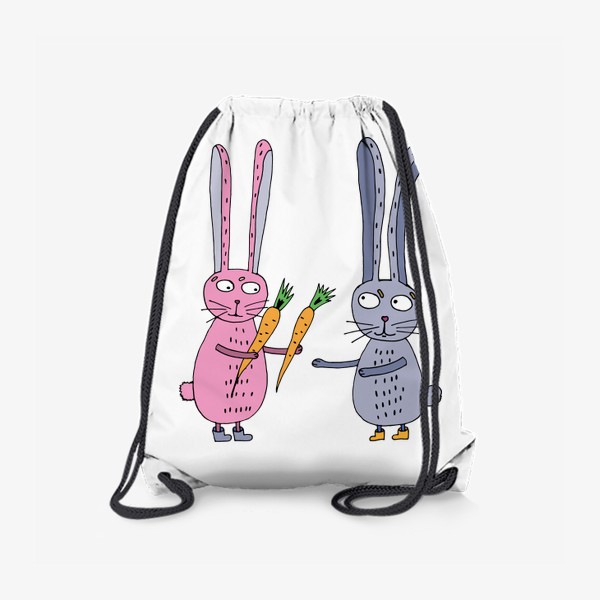 Рюкзак «Влюбленный зайчик дарит зайчику морковку»
