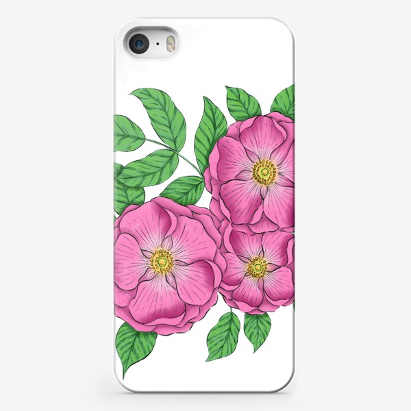 Чехол iPhone «Цветок шиповника. Диджитал акварель.»