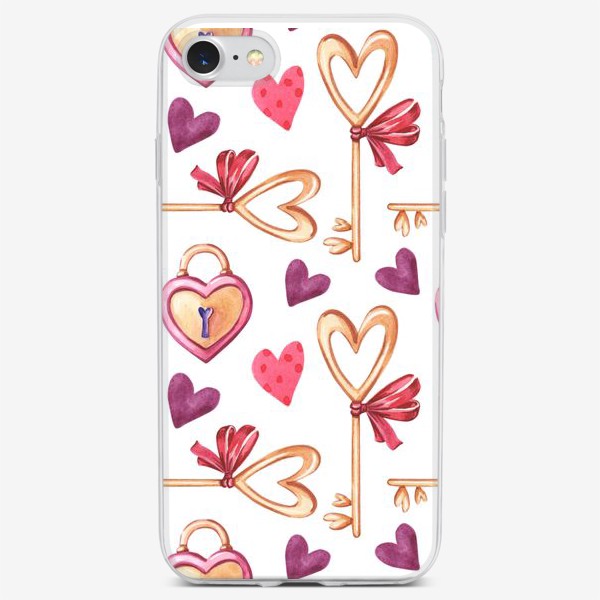 Чехол iPhone «Ключи, замочки и сердечки. День влюбленных»