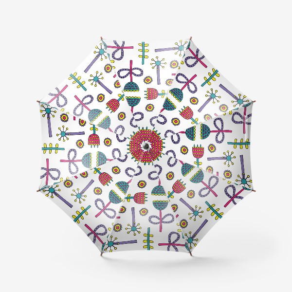 Зонт «Сказочные цветы на белом»