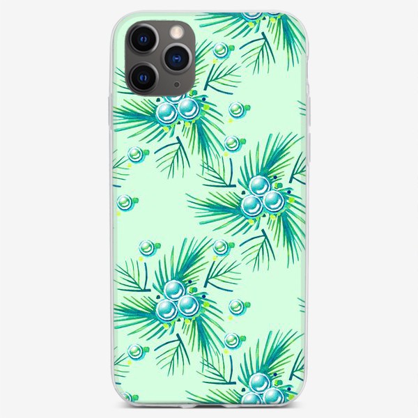Чехол iPhone «Капельки и хвоя текстура зеленый»