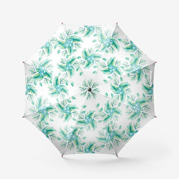 Зонт «Капельки и хвоя текстура белый»