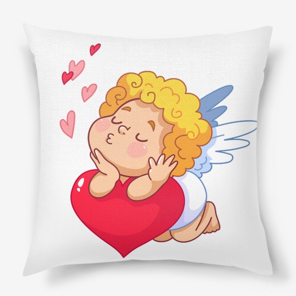 Подушка «Милый ангелочек и сердечки»