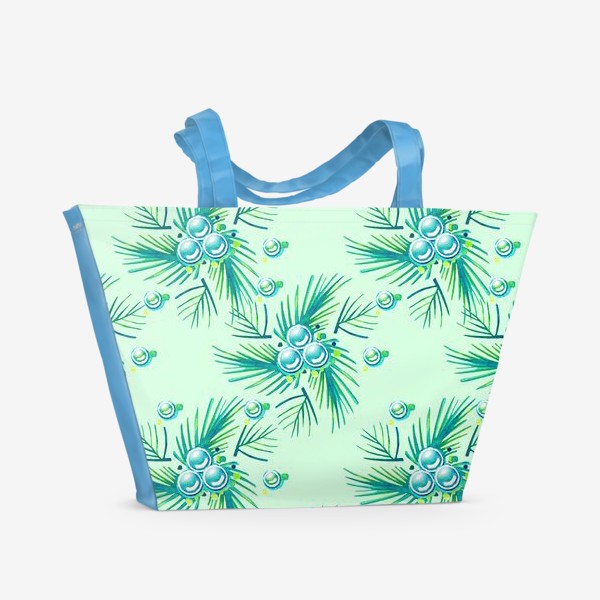 Пляжная сумка «Капельки и хвоя текстура зеленый»
