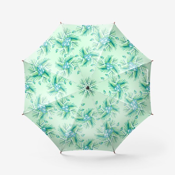 Зонт «Капельки и хвоя текстура зеленый»