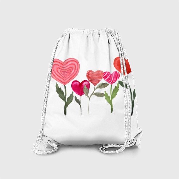 Рюкзак «Сердечки цветочки - 14 февраля - День святого Валентина - любовь - Пять сердец »