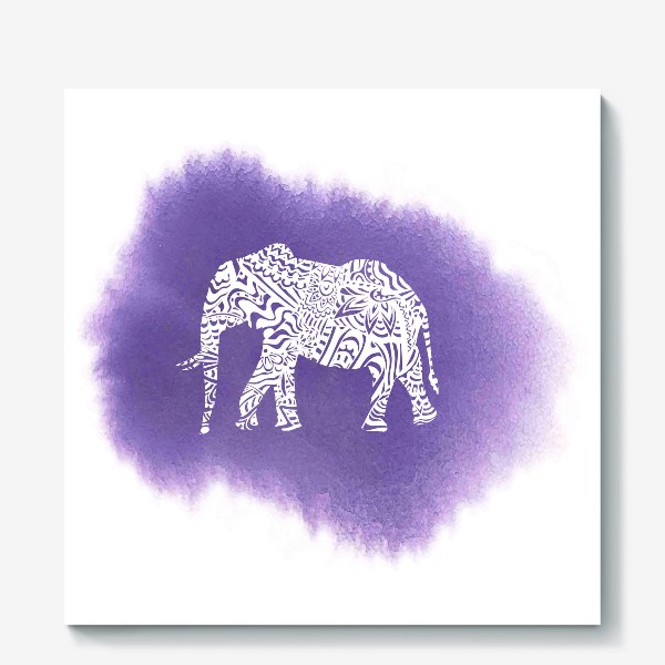 Холст «African Elephant On Violet Background»