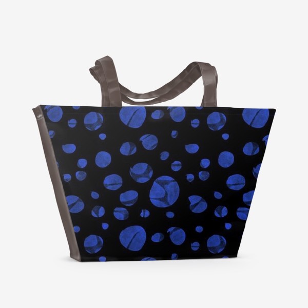 Пляжная сумка &laquo;Абстрактный черно-синий узор (горошек)&raquo;