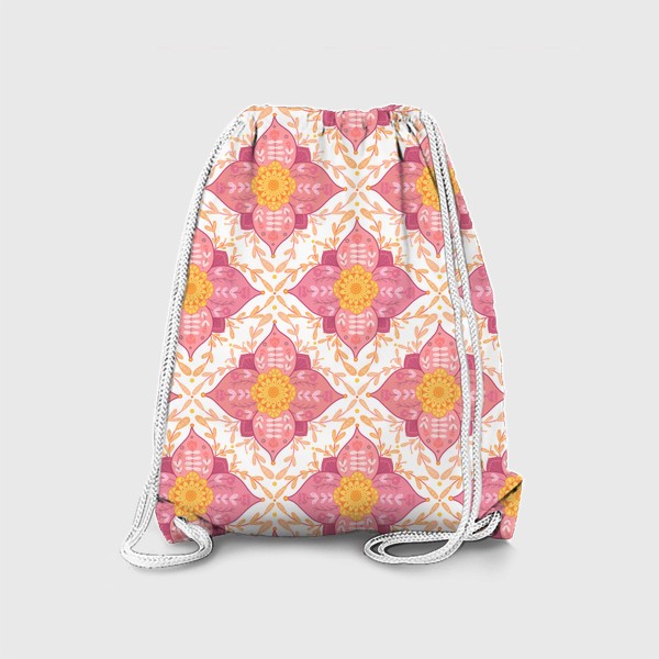 Рюкзак «Цветочная плитка с фолк узором»