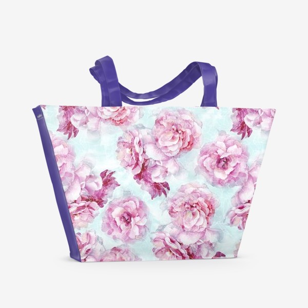 Пляжная сумка «Летние розы акварель»