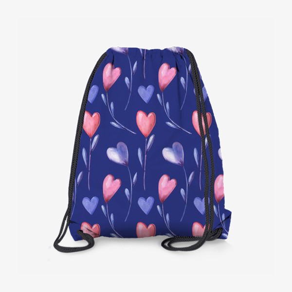 Рюкзак «Цветы-сердечки на синем»