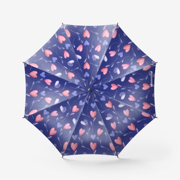 Зонт «Цветы-сердечки на синем»