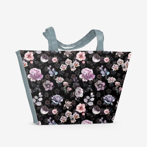 Пляжная сумка «Winter flowers. Black»