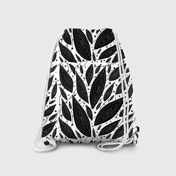 Рюкзак «Черно-белые листья. Паттерн»