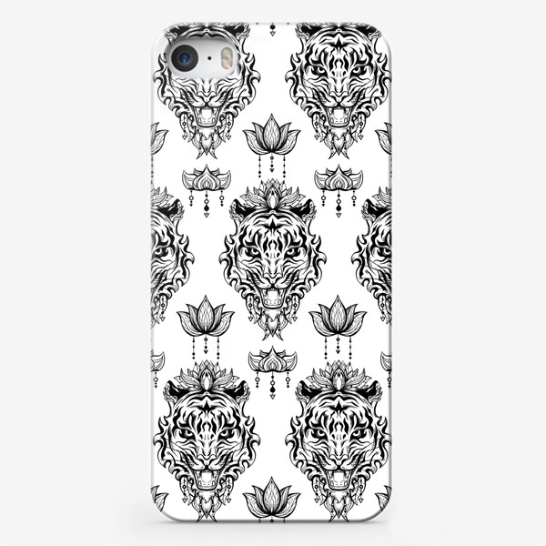 Чехол iPhone «Паттерн с грозными тиграми»
