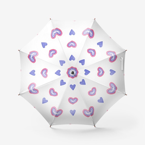 Зонт «Фиолетовые и розовые сердечки на белом»