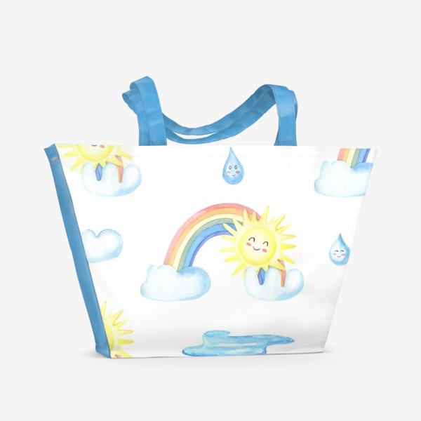 Пляжная сумка «Солнце и радуга в облаках»