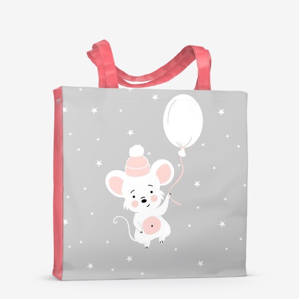 Сумка-шоппер &laquo;Мышонок на шарике, мышь, милый принт, милота, детский принт, для ребенка (серия)&raquo;