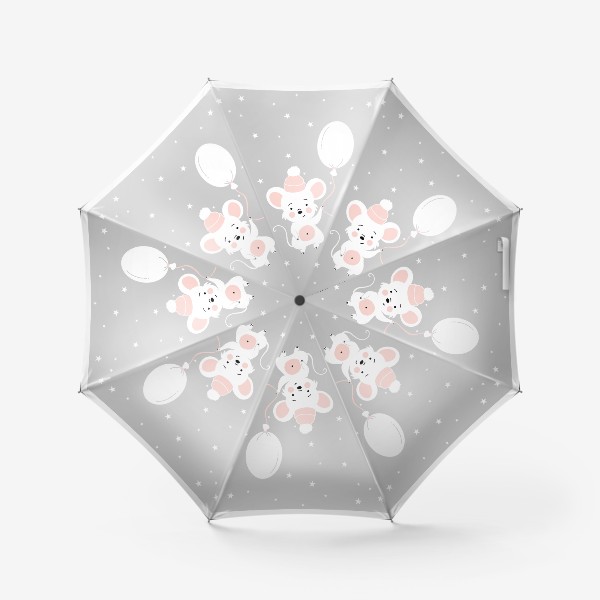 Зонт &laquo;Мышонок на шарике, мышь, милый принт, милота, детский принт, для ребенка (серия)&raquo;