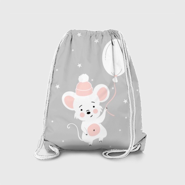 Рюкзак «Мышонок на шарике, мышь, милый принт, милота, детский принт, для ребенка (серия)»