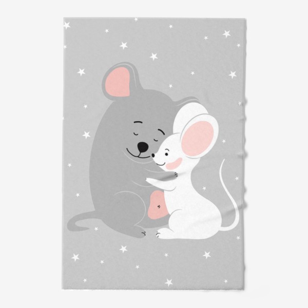 Полотенце &laquo;Влюбленные мыши, парочка, любовь, 14 февраля, День Святого Валентина, пара, романтика&raquo;
