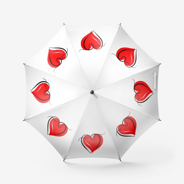 Зонт «Два сердца. Красное и чёрная линия»