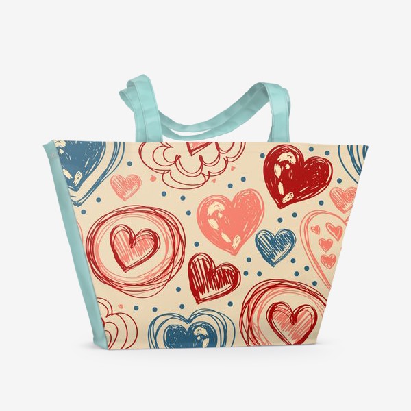 Пляжная сумка «Паттерн с милыми сердечками»
