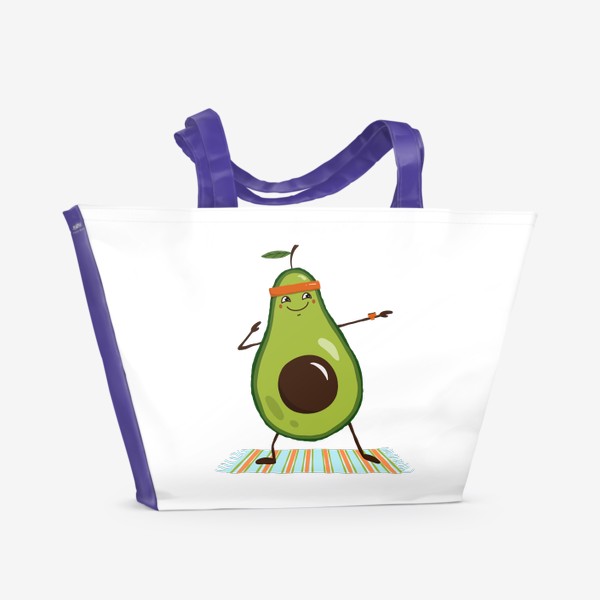 Пляжная сумка «Зелёный авокадо занимается спортом. Фитнес. Бодипозитив»