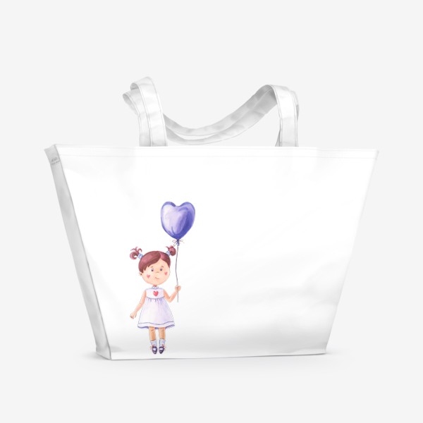 Пляжная сумка &laquo;Девочка с шариком. День влюбленных&raquo;