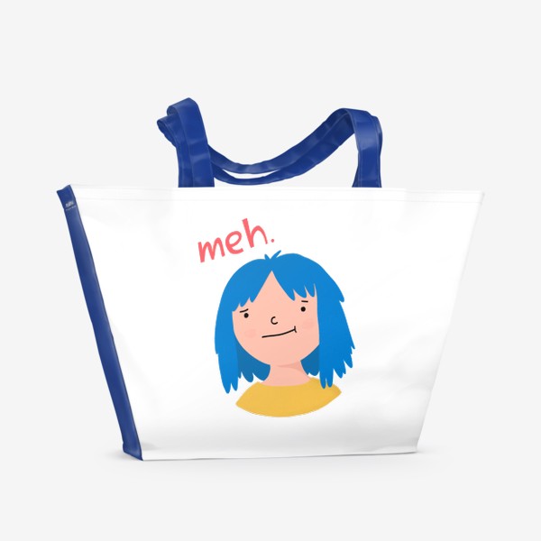 Пляжная сумка «мда. / meh. / девочка с синими волосами»