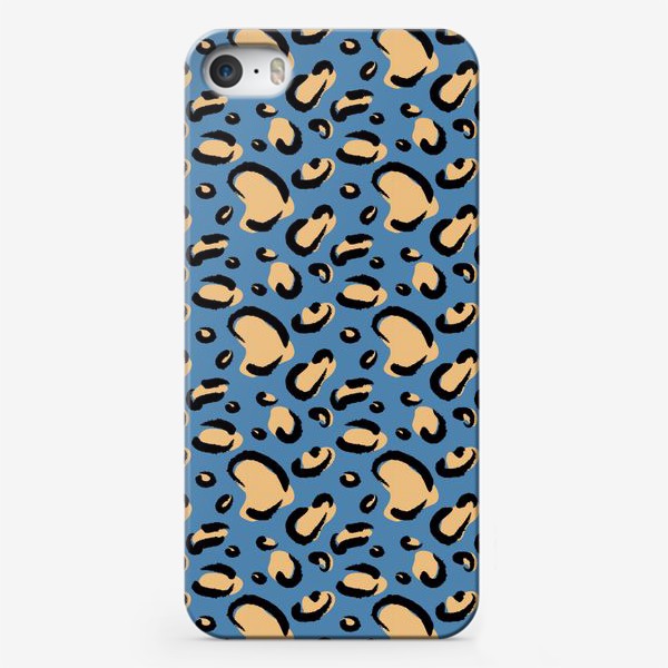 Чехол iPhone «Леопардовый принт на синем фоне»
