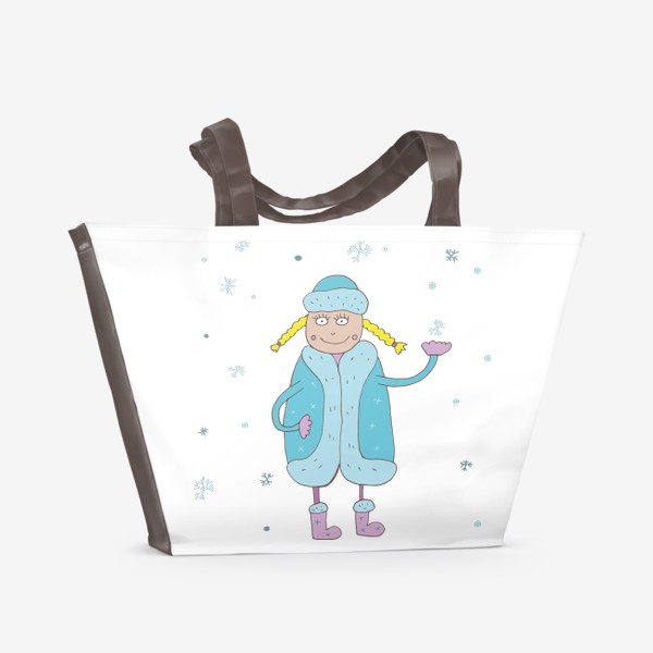 Пляжная сумка «Снегурочка и снегопад»