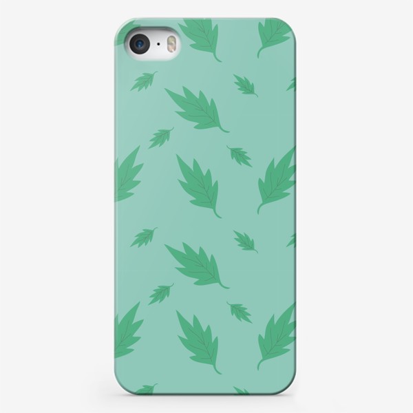Чехол iPhone «Нежный ботанический паттерн на зеленом фоне»