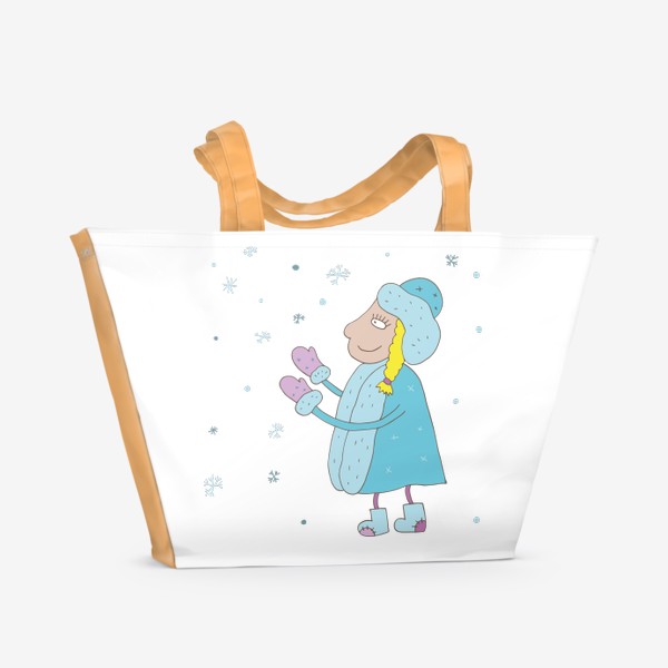 Пляжная сумка «Снегурочка ловит снежинки»