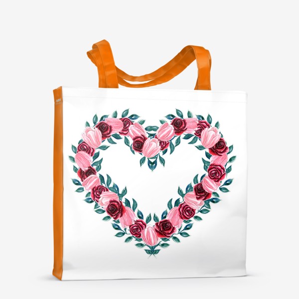 Сумка-шоппер «Сердце из роз и тюльпанов»