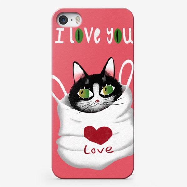 Чехол iPhone «Пакет полный любви (котик в пакете)»