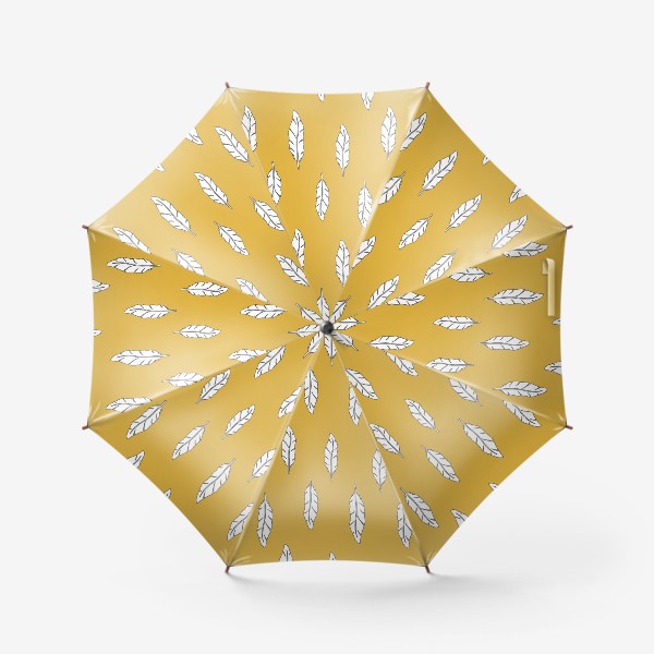Зонт «Белые перья на горчичном фоне»