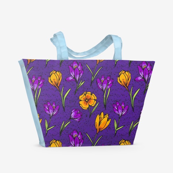 Пляжная сумка «Весенние цветы крокусы»