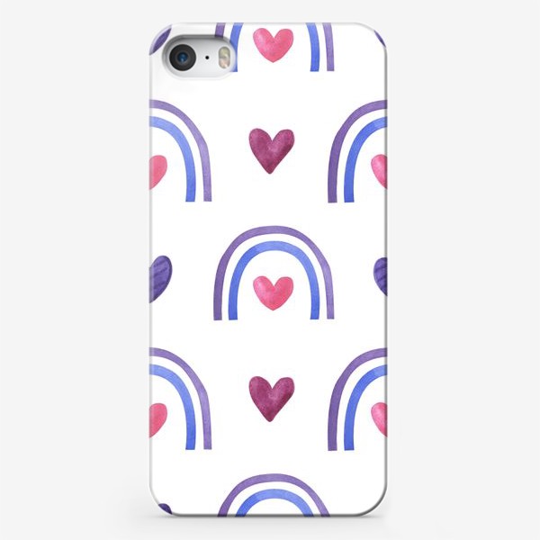 Чехол iPhone «Радуги и сердечки. Акварель»