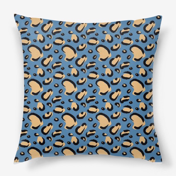 Подушка «Леопардовый принт на синем фоне»