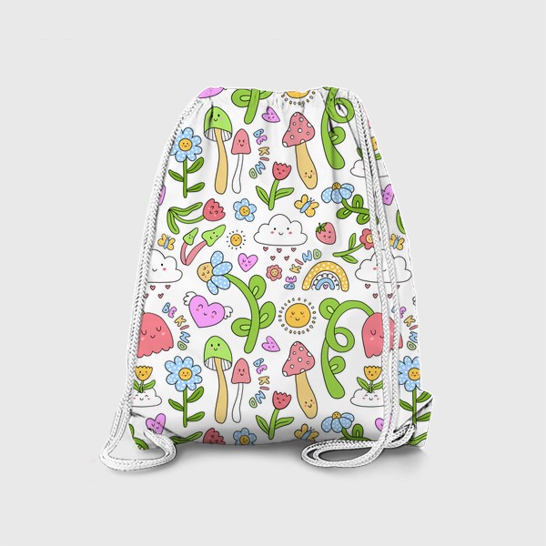 Рюкзак «Be Kind/Будь добрым (цветы, грибы,сердечки)»