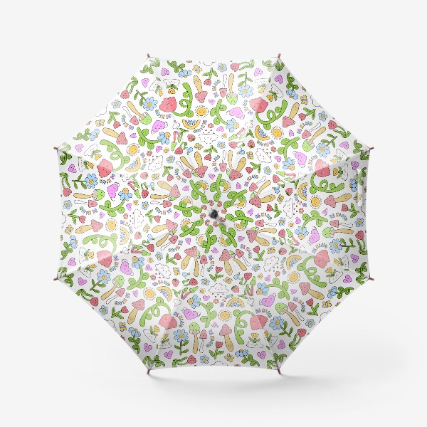 Зонт «Be Kind/Будь добрым (цветы, грибы,сердечки)»